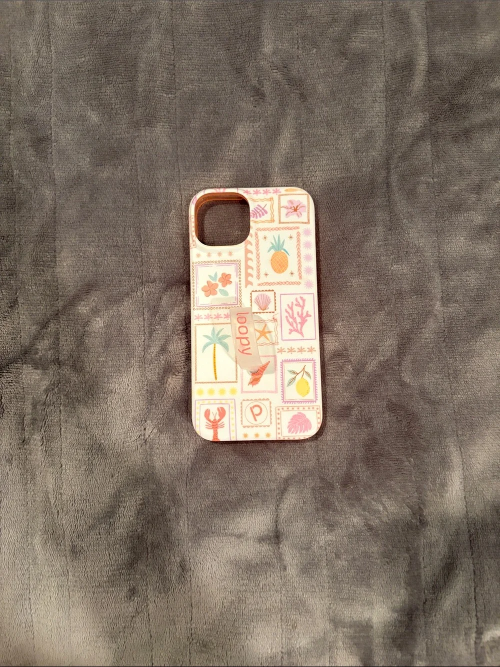 Loopy Case Pink Tropical Stamp Phone Case with Multicolor Icons